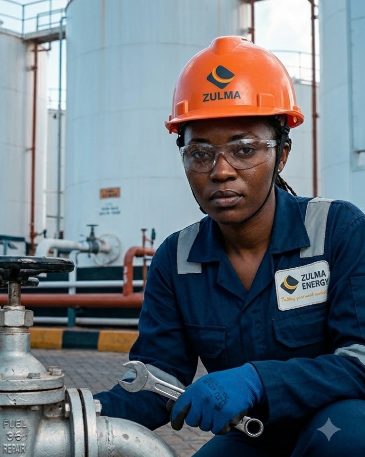 Zulma Energy Technician Inspecting Oil Valves (Official Profile Photo)